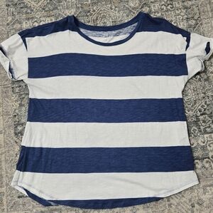 Maurices Navy and White Striped Short Sleeve Tee